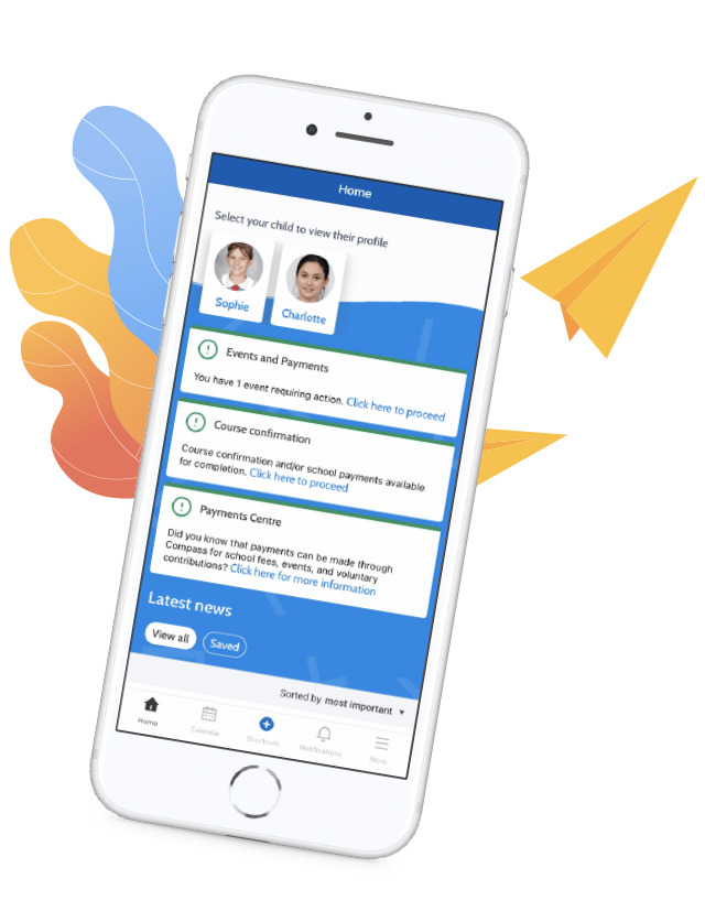 Example of the Parent Communication app used at St Monica's Primary School Richmond