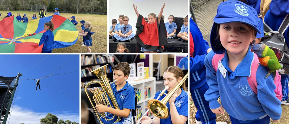 Collage of school activities at St Monica's Primary School Richmond